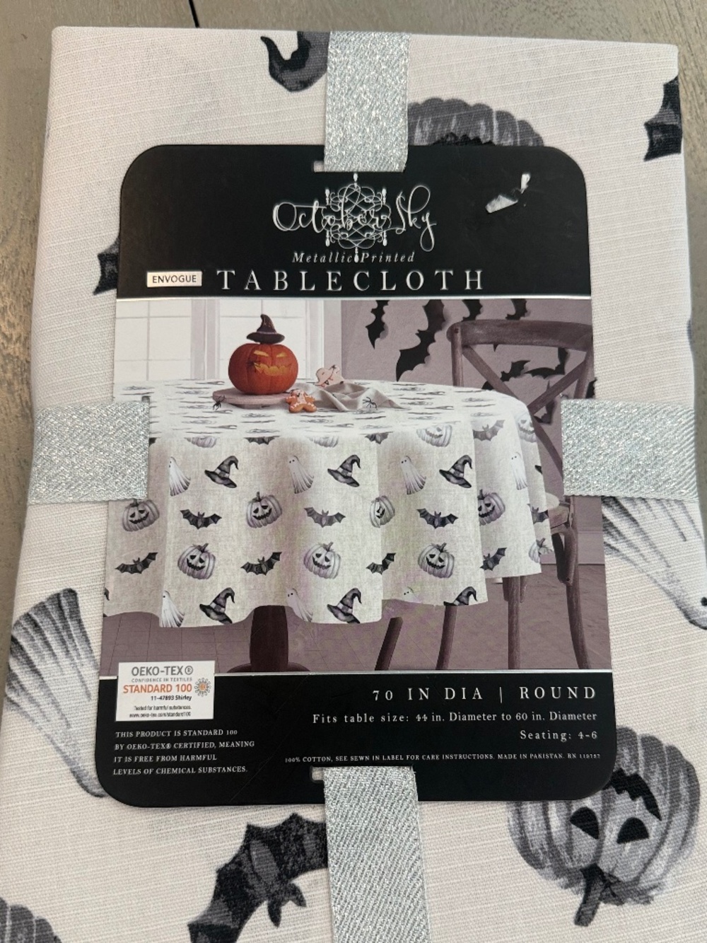 Metallic Printed October Sky 70" Round Table Cloth
